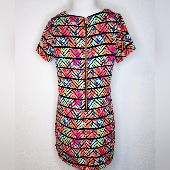 Gianni Bini Abstract Watercolor Geometric Shift Mini Dress Size Small - Picture 5 of 8